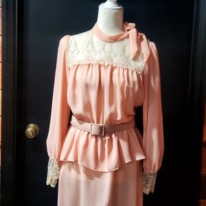 Sheer Vicrorian Edwardian Style Dress Size Small 1970s USA